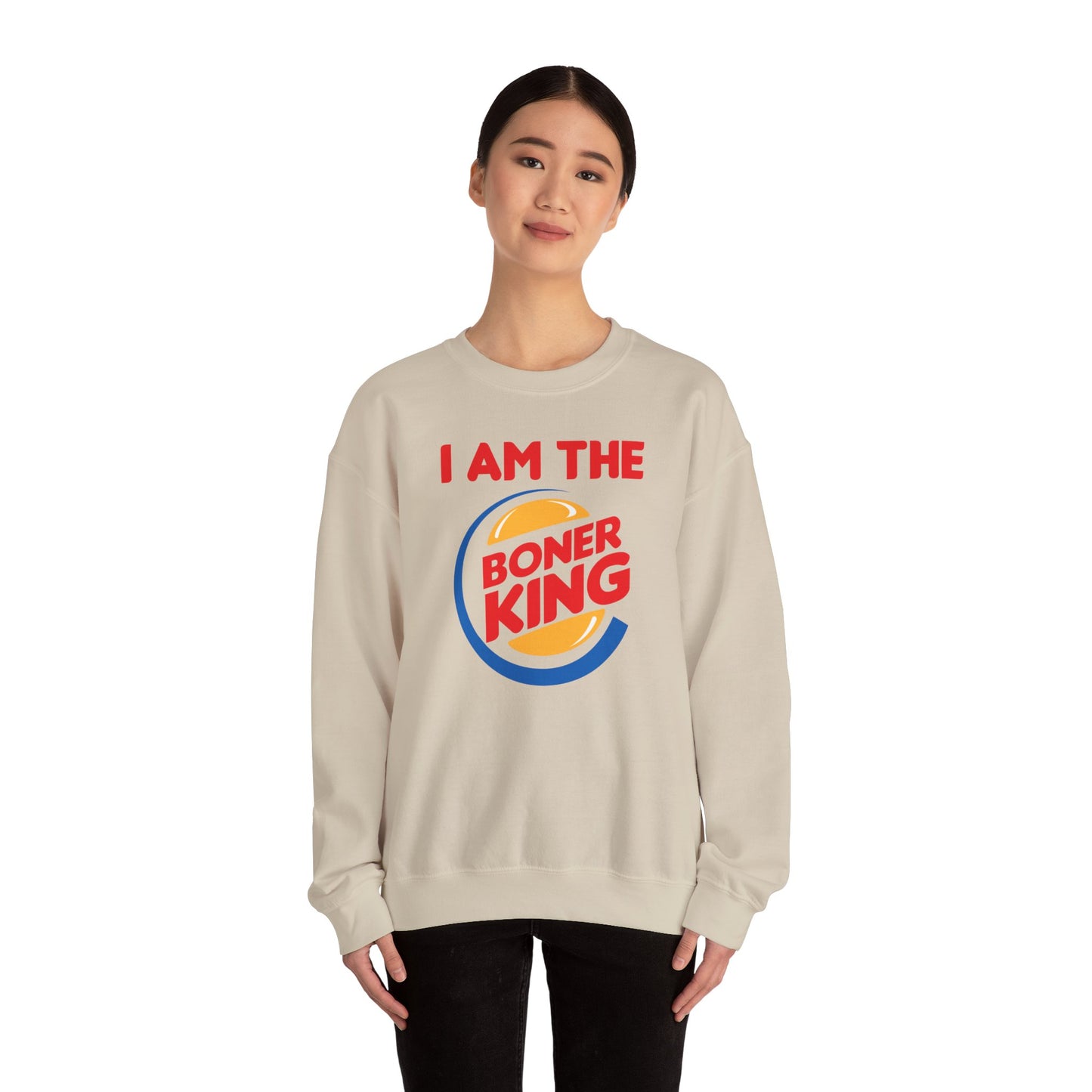 "I am the Boner King" Parody Unisex Crewneck Sweatshirt Heavy Blend™