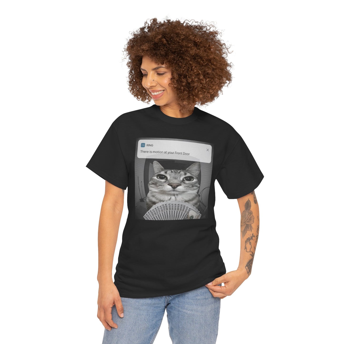 "There is motion at your front door" Unisex Cotton Tee