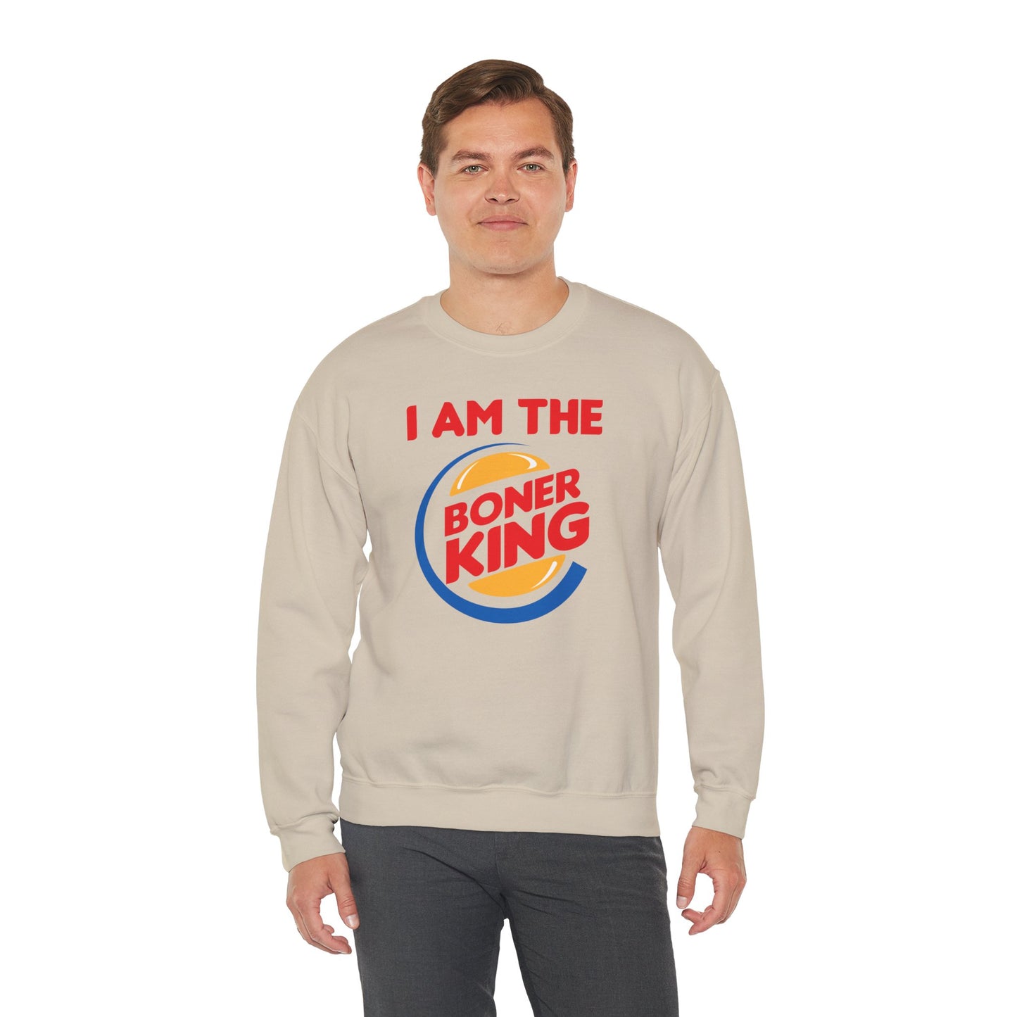 "I am the Boner King" Parody Unisex Crewneck Sweatshirt Heavy Blend™