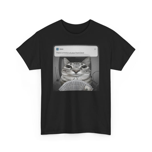 "There is motion at your front door" Unisex Cotton Tee